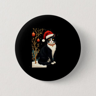 Badge Rond 5 Cm Chat Tuxedo Cottagecore Drôle Noël Esthétique Père