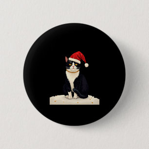Badge Rond 5 Cm Chat Tuxedo Cottagecore Drôle Noël Esthétique Père