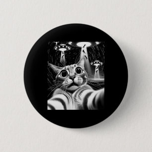 Badge Rond 5 Cm Chat Ufo Invasion _ Drôle Chat Mème Rétro Alien Ch