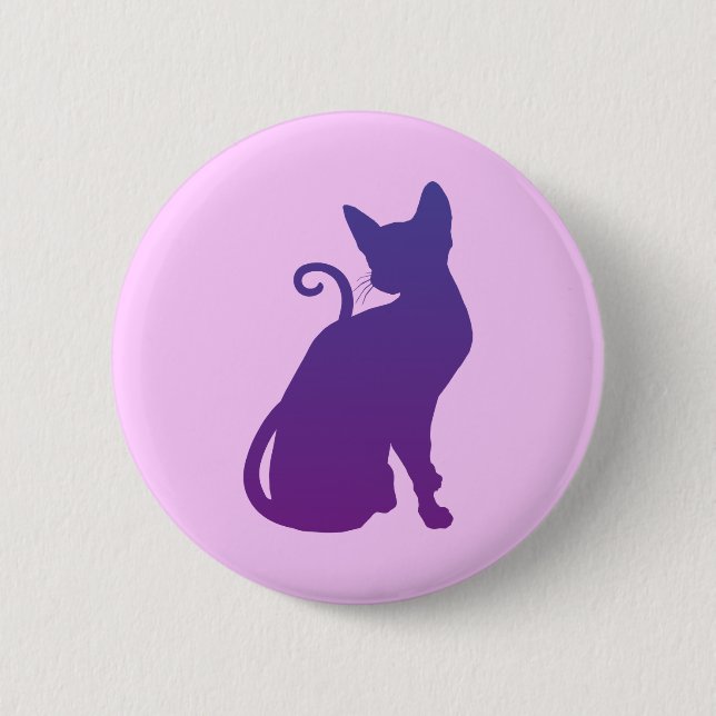 Badge Rond 5 Cm Chat Violet (Devant)