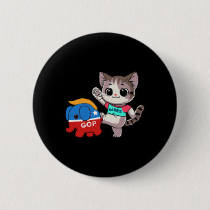 Badge Rond 5 Cm Chat Vs. Éléphant Gop - Kamala Harris - Anti Trump