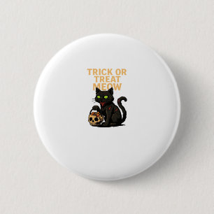 Badge Rond 5 Cm Chat Zombie � Trick or Treat Meow Halloween Design