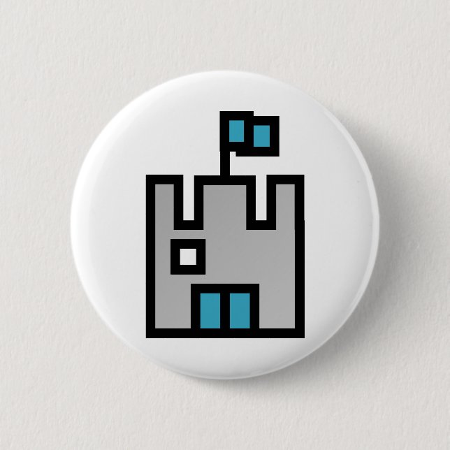 Badge Rond 5 Cm Château Bleu (Devant)