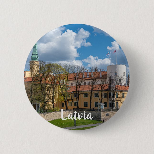 Badge Rond 5 Cm Château de Riga à Riga, Lettonie (Devant)