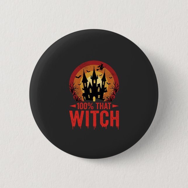 Badge Rond 5 Cm Château d'Halloween de cette sorcière à 100% (Devant)