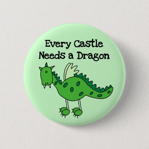 Badge Rond 5 Cm Château Dragon
