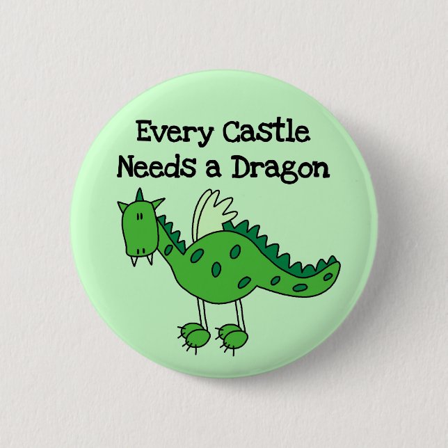 Badge Rond 5 Cm Château Dragon (Devant)