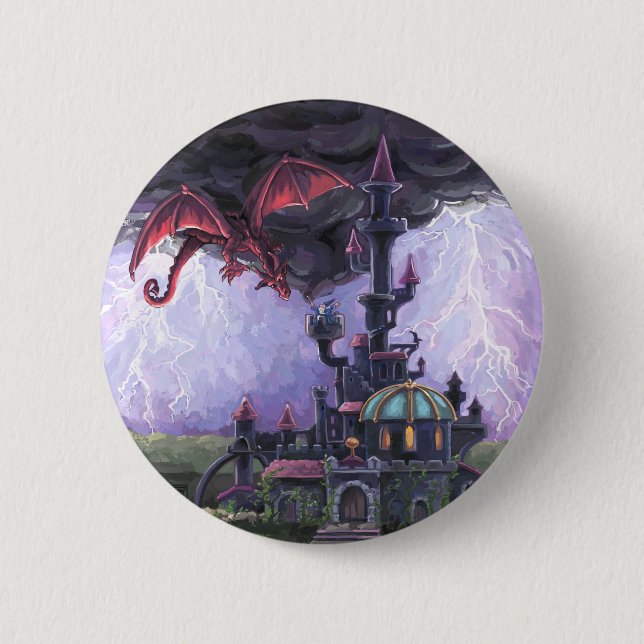 Badge Rond 5 Cm Château du Dragon (Devant)
