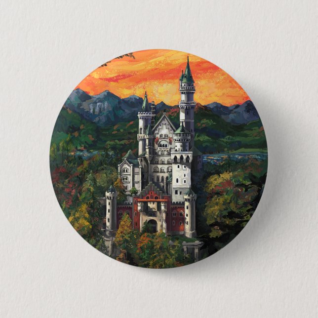 Badge Rond 5 Cm Château du Neuschwanstein (Devant)