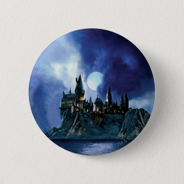 Badge Rond 5 Cm Château Harry Potter | Hogwarts à la nuit (Devant)