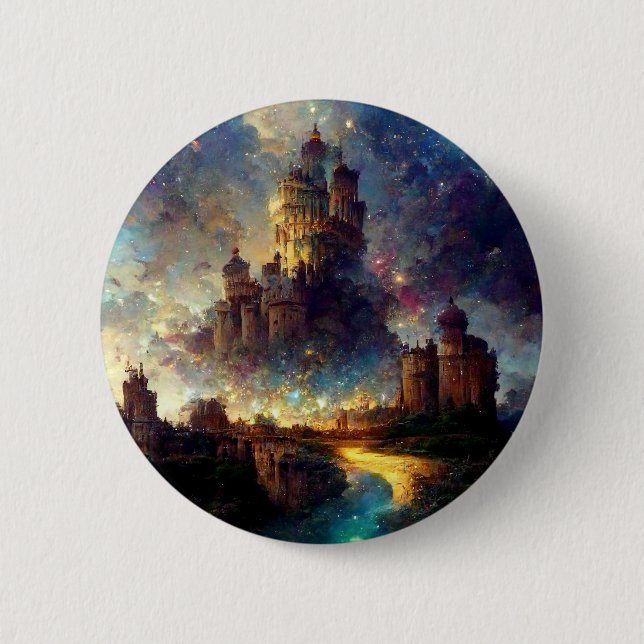 Badge Rond 5 Cm Château magique de l'Imaginaire (Devant)
