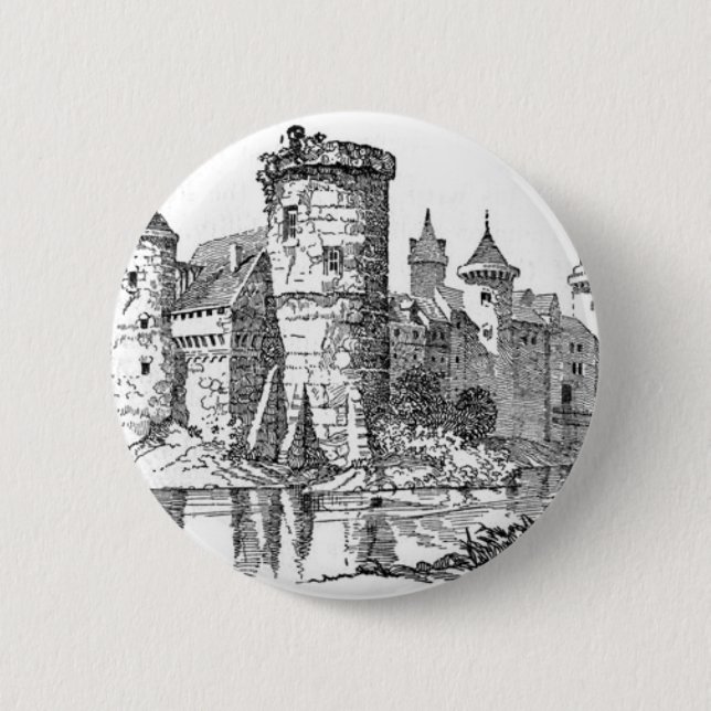 Badge Rond 5 Cm Château médiéval (Devant)
