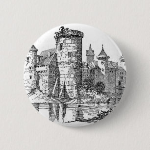 Badge Rond 5 Cm Château médiéval