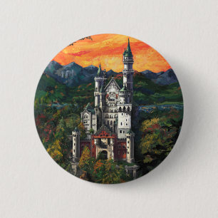 Badge Rond 5 Cm Château Schloss Neuschwanstein