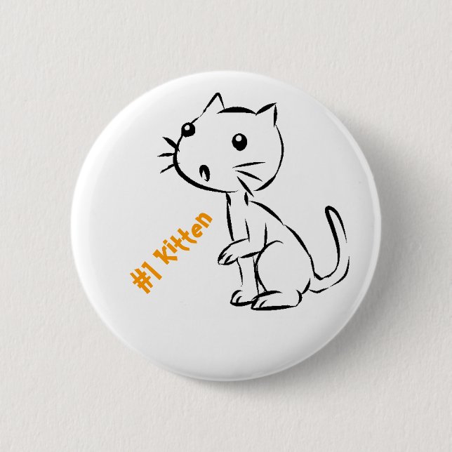 Badge Rond 5 Cm Chaton #1 étonné (Devant)