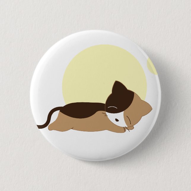 Badge Rond 5 Cm Chaton couchant (Devant)