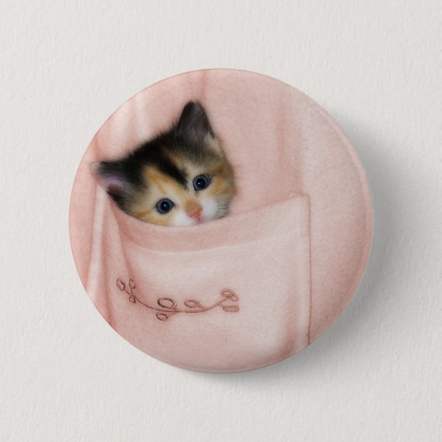 Badge Rond 5 Cm Chaton dans la poche 2 (Devant)