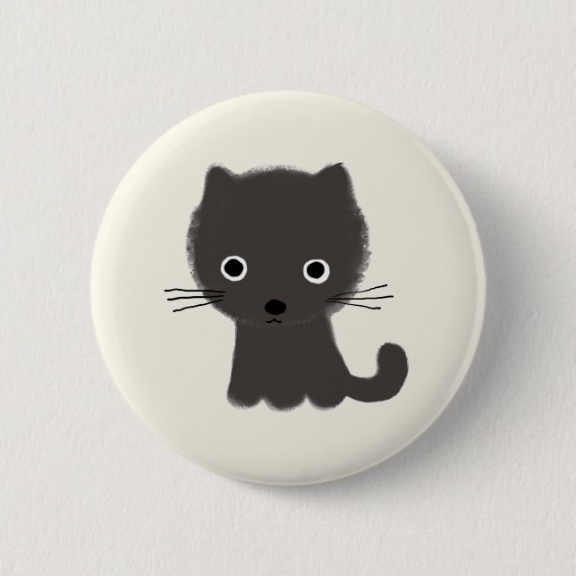 Badge Rond 5 Cm Chaton Gris (Devant)