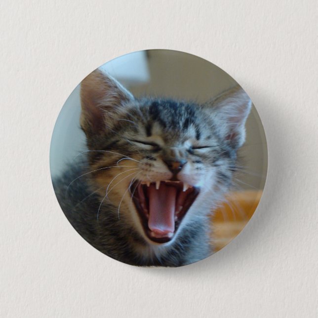 Badge Rond 5 Cm Chaton riant (Devant)