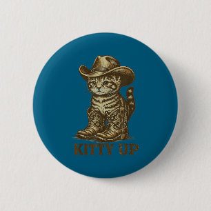 Badge Rond 5 Cm Chaton vintage western country musique drôle