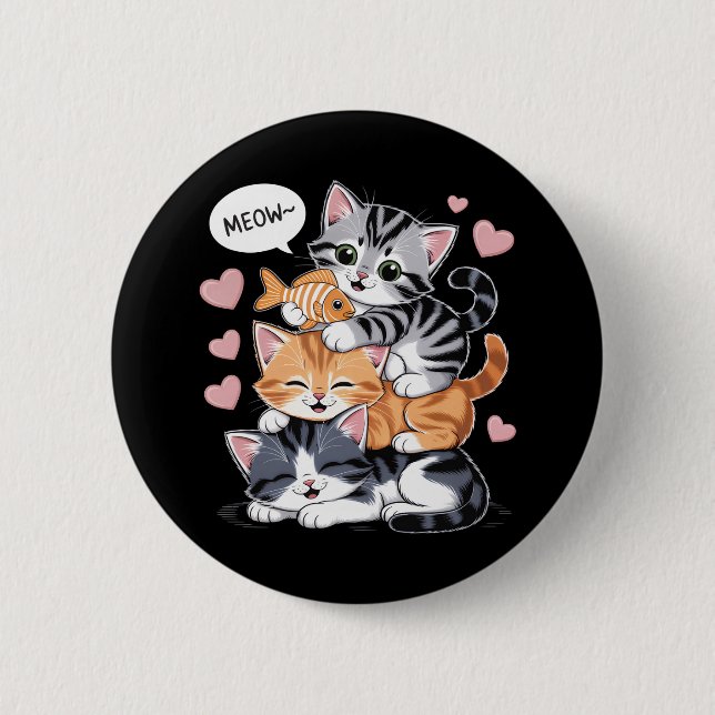 Badge Rond 5 Cm Chatons empilés drôles Pyramide de pattes (Devant)