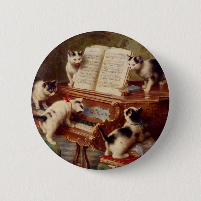 Badge Rond 5 Cm Chatons et piano (Devant)