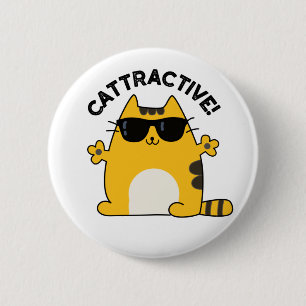 Badge Rond 5 Cm Chatouilleux Amusant Chat Pun