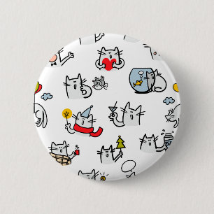Badge Rond 5 Cm Chats amusants, lait et magie.