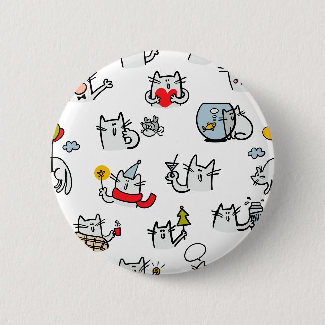 Badge Rond 5 Cm Chats amusants, lait et magie. (Devant)