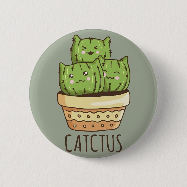 Badge Rond 5 Cm Chats Cactus (Devant)
