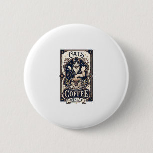 Badge Rond 5 Cm Chats Café Répéter Chat Café Vintage Vector Art S