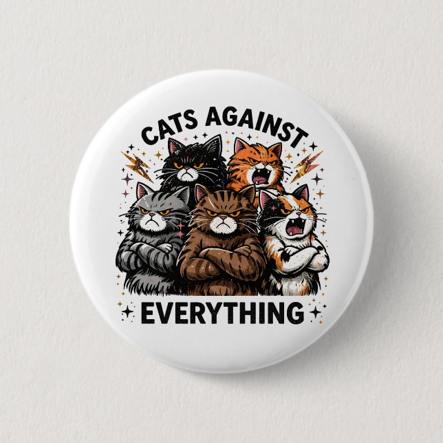 Badge Rond 5 Cm Chats Contre (Devant)