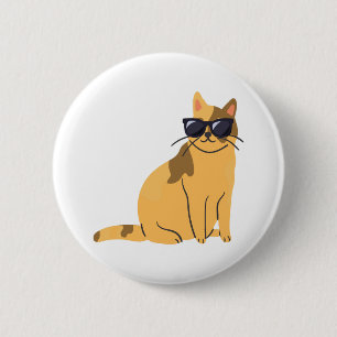 Badge Rond 5 Cm Chats cools avec lunettes de soleil - Chat et amou