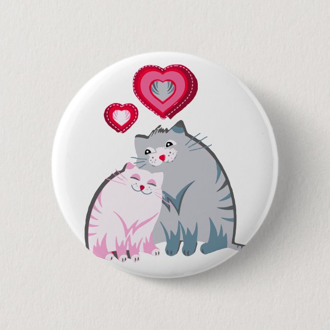 Badge Rond 5 Cm Chats d'amour (Devant)