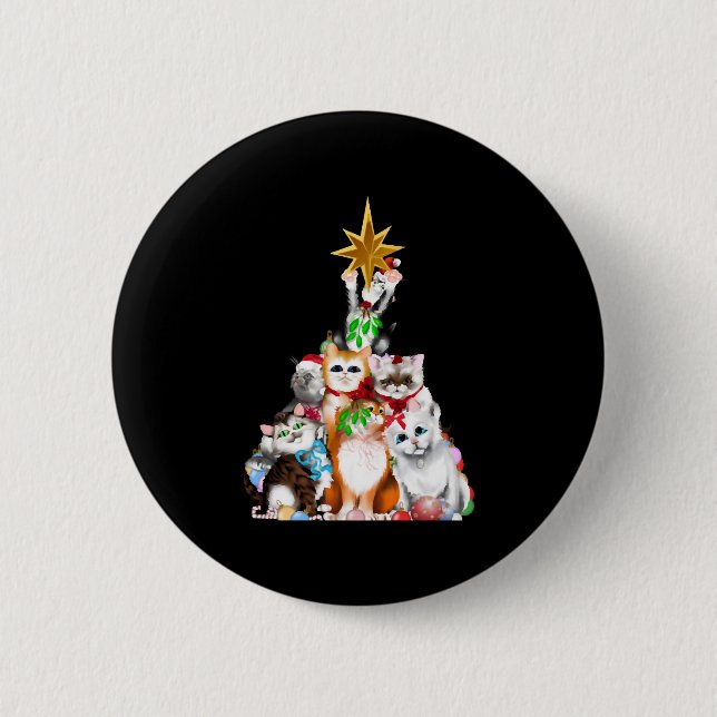 Badge Rond 5 Cm chats d'arbre de noël (Devant)