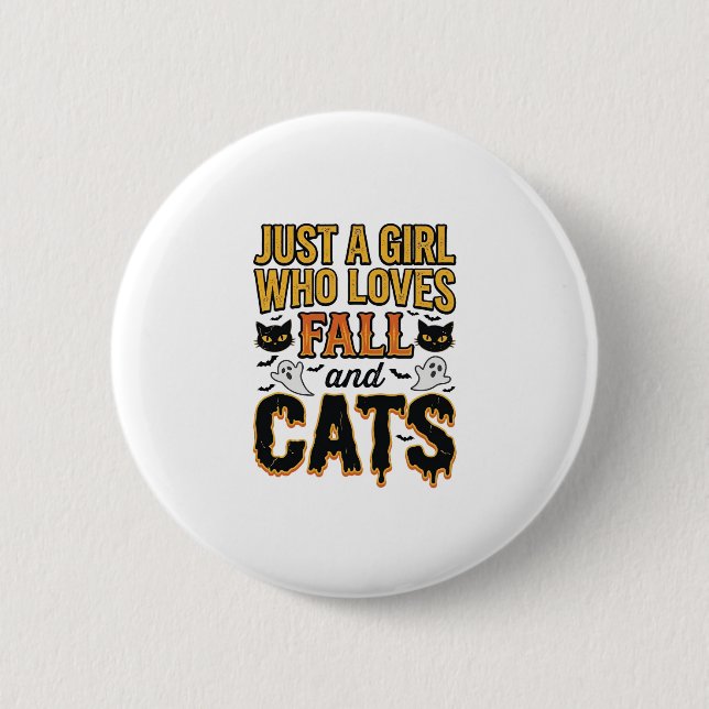 Badge Rond 5 Cm Chats d'automne fille d'Halloween conception graph (Devant)