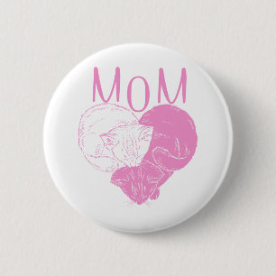 Badge Rond 5 Cm Chats de coeur MOM rose