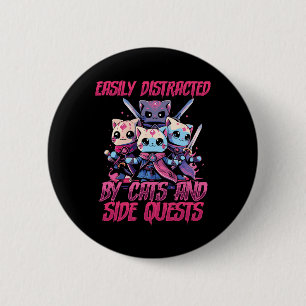 Badge Rond 5 Cm Chats de joueur de Rpg Quête secondaire Distrait N