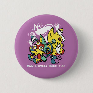 Badge Rond 5 Cm Chats déplaisants Halloween Art : Paw-sitly Fright