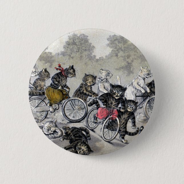 Badge Rond 5 Cm Chats d'équitation de bicyclette (Devant)
