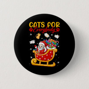 Badge Rond 5 Cm Chats Drôle Pour Tout Le Monde Père Noël Sleigh Jo