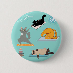 Badge Rond 5 Cm Chats drôles au yoga