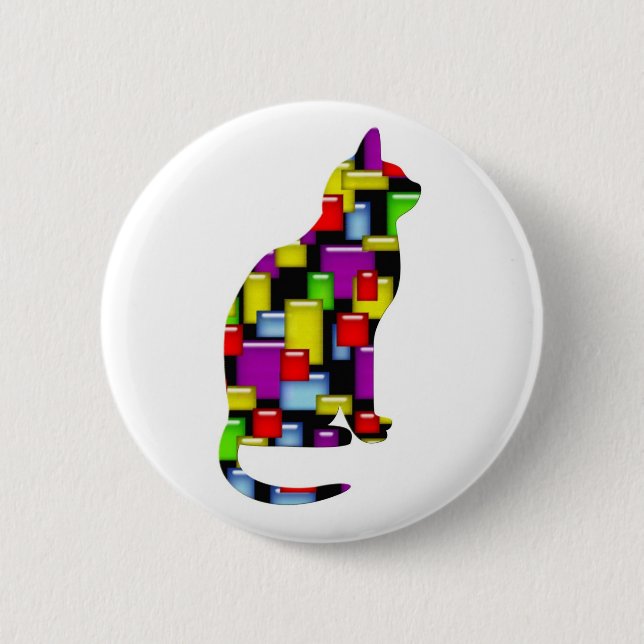 Badge Rond 5 Cm chats en mosaïque (Devant)