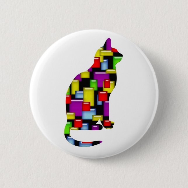 Badge Rond 5 Cm chats en mosaïque (Devant)
