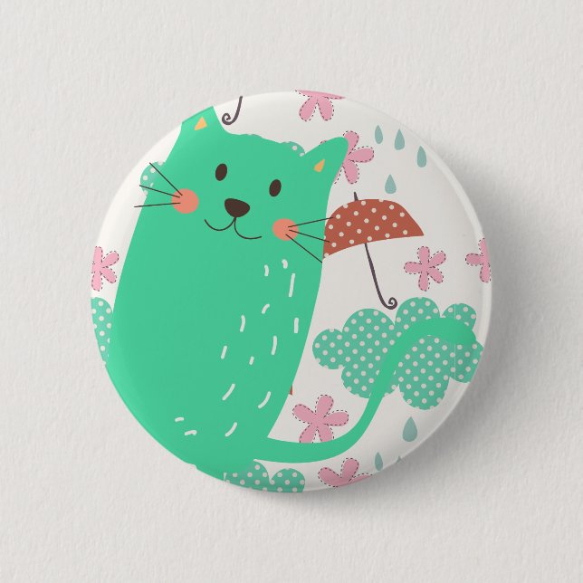 Badge Rond 5 Cm Chats en pluie (Devant)