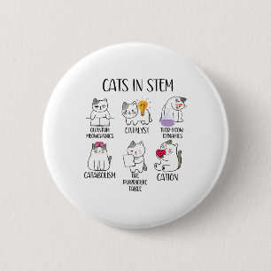 Badge Rond 5 Cm Chats en STEM Mème scientifique drôle Nerd Chat sc
