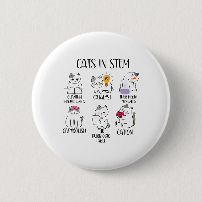 Badge Rond 5 Cm Chats en STEM Mème scientifique drôle Nerd Chat sc (Devant)