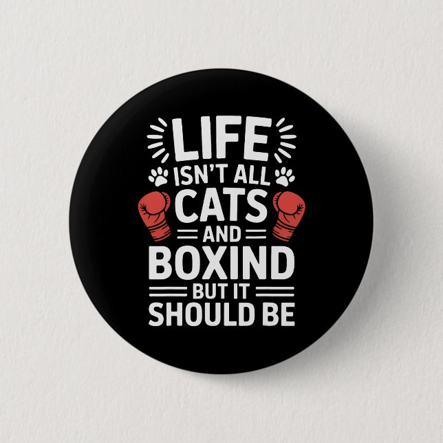 Badge Rond 5 Cm Chats Et Boxe Drôle Boxe (Devant)