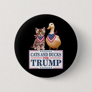 Badge Rond 5 Cm Chats et canards pour Trump 2024 Chatons et canard
