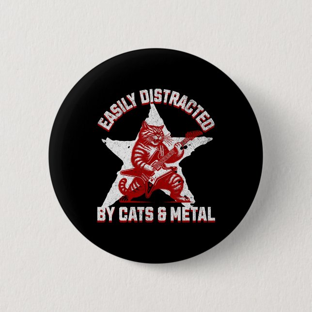 Badge Rond 5 Cm Chats Et Fan Métal Musique Metalhead Heavy Rock St (Devant)